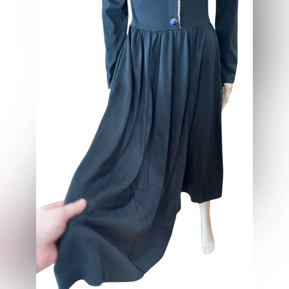 EXPO Dynasty Vintage 80s Black Gemstone Knit Fit Flare Dress M